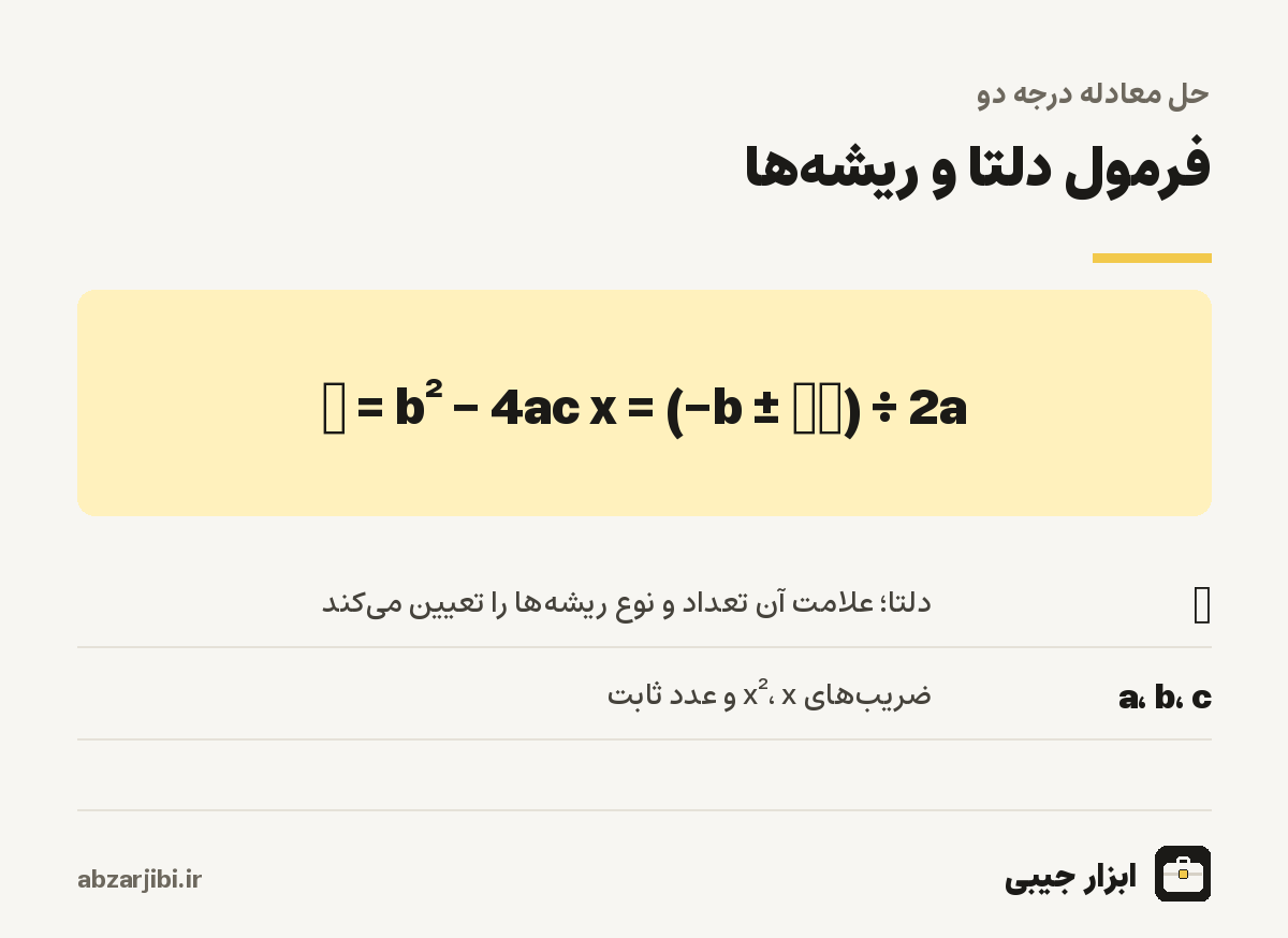 فرمول دلتا و ریشه‌ها